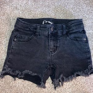 Distressed denim shorts